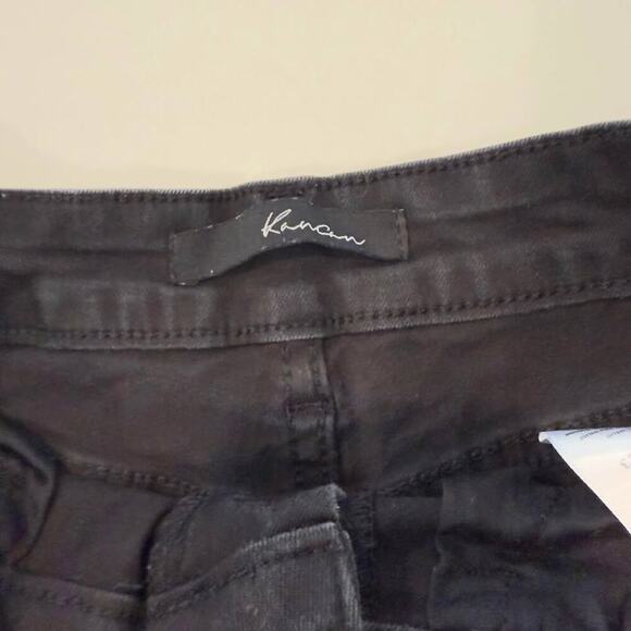 KanCan Black Denim Distressed Jean Shorts High Rise Cuffed Pockets Women's 28 - Picture 3 of 7